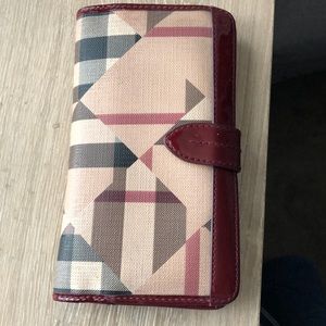 Burberry Long Wallet with Patent Leather Accents